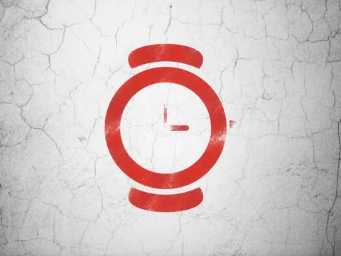 Timeline concept: Hand Watch on wall background 스톡 일러스트