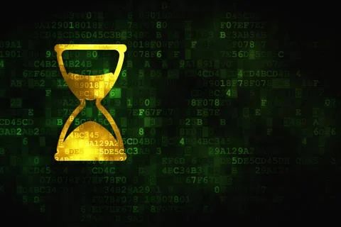 Timeline concept: Hourglass on digital background Stock Illustration