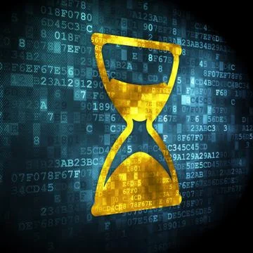Timeline concept: Hourglass on digital background Stockillustratie