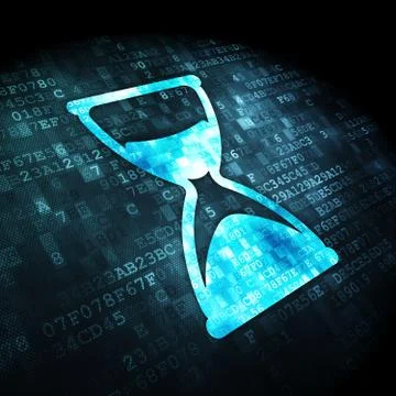 Timeline concept: Hourglass on digital background Stock Illustration
