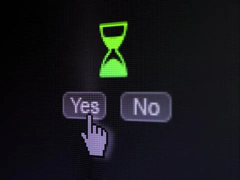 Timeline concept: Hourglass on digital computer screen 스톡 일러스트