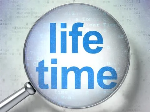 Timeline concept: Life Time with optical glass Illustrazione stock