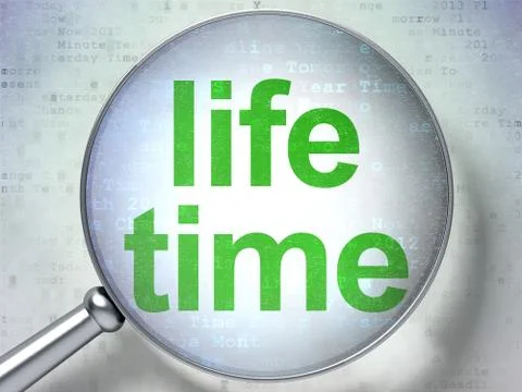Timeline concept: Life Time with optical glass Stockillustratie