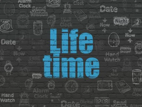 Timeline concept: Life Time on wall background Ilustración de archivo