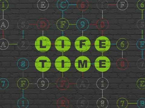 Timeline concept: Life Time on wall background Illustrazione stock
