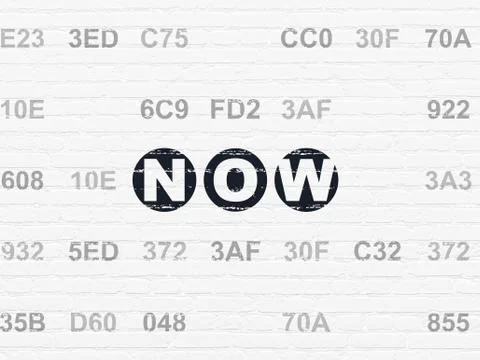 Timeline concept: Now on wall background Illustration