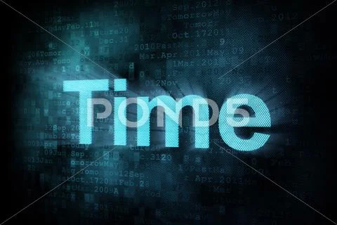 Timeline concept: pixeled word Time on digital screen Illustration ...