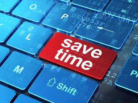 Timeline concept: Save Time on computer keyboard background 스톡 일러스트