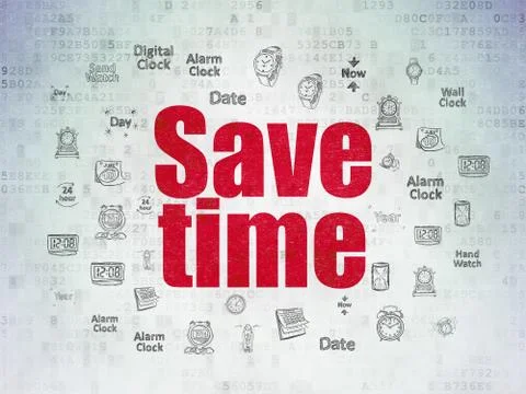 Timeline concept: Save Time on Digital Data Paper background Stock Illustration