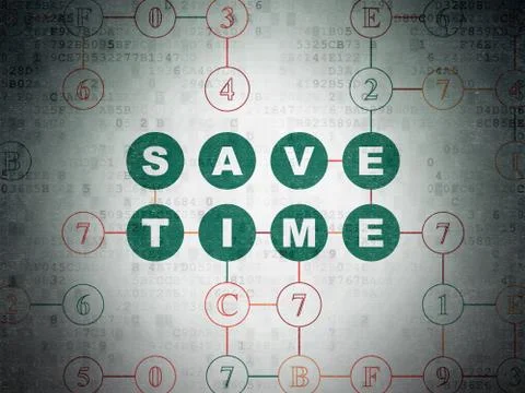 Timeline concept: Save Time on Digital Data Paper background Stock Illustration