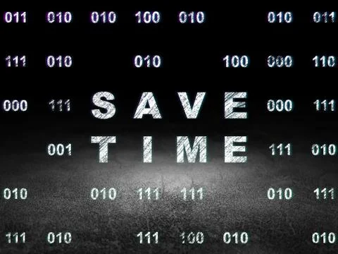 Timeline concept: Save Time in grunge dark room Stock Illustration