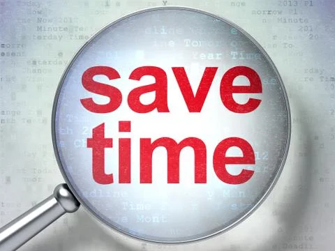 Timeline concept: Save Time with optical glass Stock Illustration