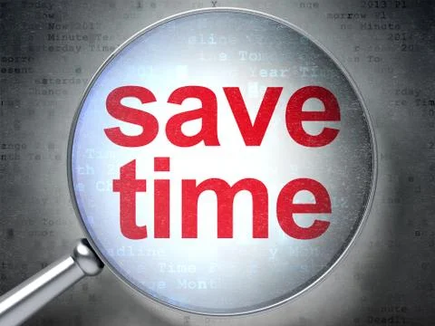 Timeline concept: Save Time with optical glass Stock Illustration