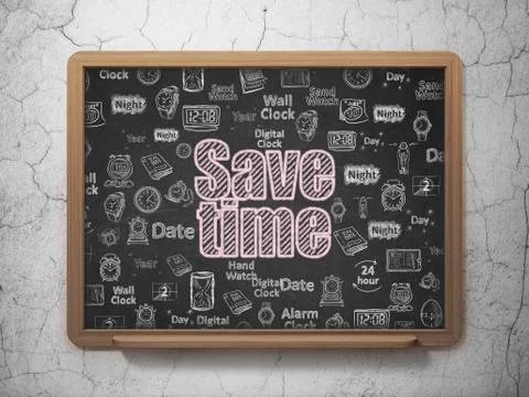 Timeline concept: Save Time on School board background Stock Illustration