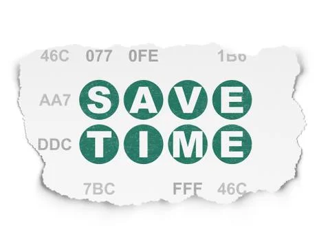 Timeline concept: Save Time on Torn Paper background Stock Illustration