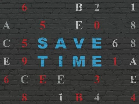 Timeline concept: Save Time on wall background Stock Illustration