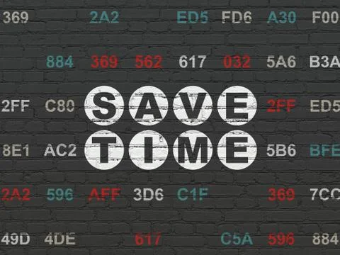 Timeline concept: Save Time on wall background Stock Illustration