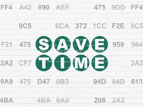 Timeline concept: Save Time on wall background Stock Illustration