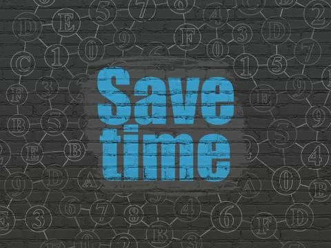 Timeline concept: Save Time on wall background Stock Illustration