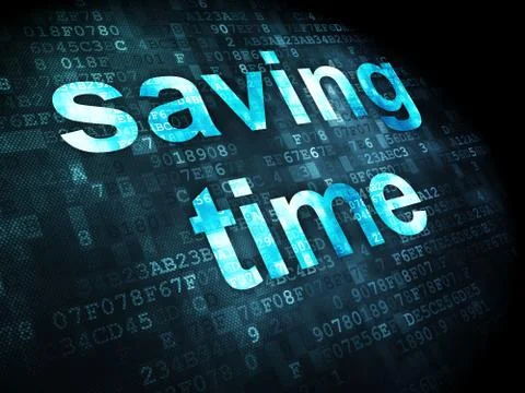 Timeline concept: Saving Time on digital background 스톡 일러스트