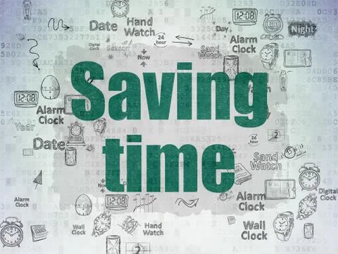 Timeline concept: Saving Time on Digital Paper background Stock Illustration