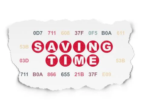 Timeline concept: Saving Time on Torn Paper background Stockillustratie