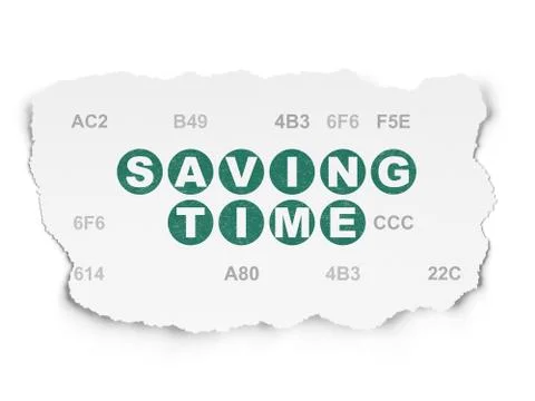 Timeline concept: Saving Time on Torn Paper background Stock Illustration
