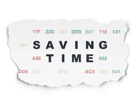 Timeline concept: Saving Time on Torn Paper background Stock Illustration