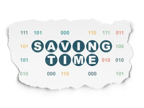 Timeline concept: Saving Time on Torn Paper background Stock Illustration