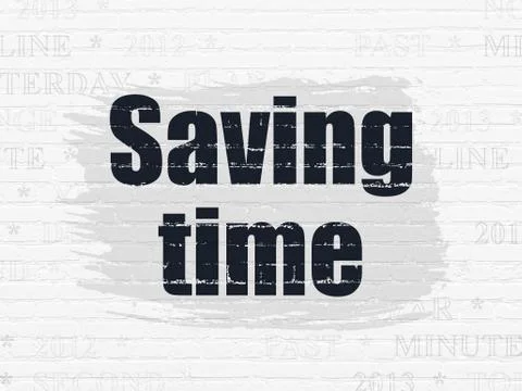 Timeline concept: Saving Time on wall background Ilustración de archivo