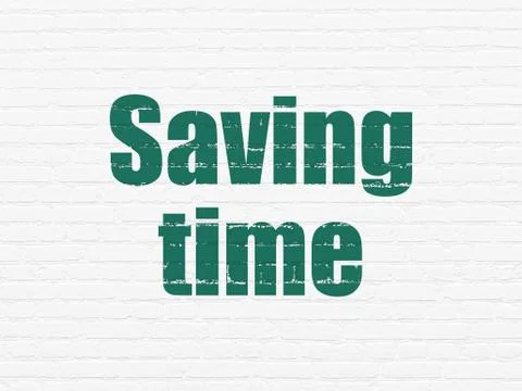 Timeline concept: Saving Time on wall background Illustrazione stock