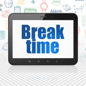 Timeline concept: Tablet Computer with Break Time on display Stock Illustration