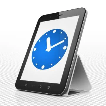 Timeline concept: Tablet Computer with Clock on display イラスト素材