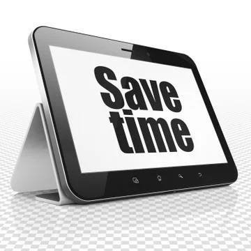 Timeline concept: Tablet Computer with Save Time on display Stock Illustration