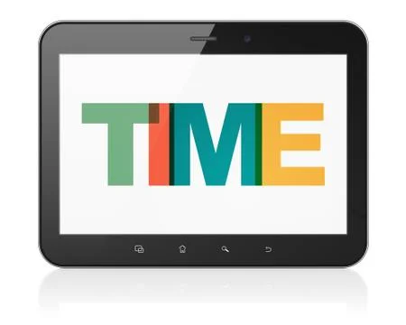 Timeline concept: Tablet Computer with Time on  display 스톡 일러스트