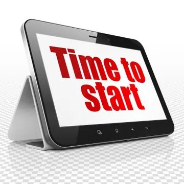 Timeline concept: Tablet Computer with Time to Start on display Stock Illustration
