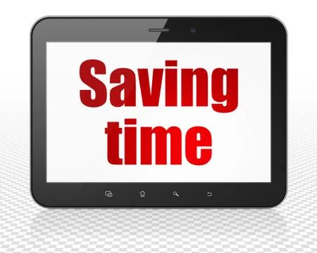 Timeline concept: Tablet Pc Computer with Saving Time on display Stock Illustration
