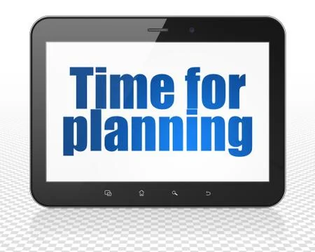 Timeline concept: Tablet Pc Computer with Time for Planning on display Stock Illustration