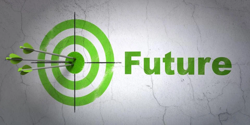 Timeline concept: target and Future on wall background Stock Illustration