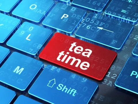 Timeline concept: Tea Time on computer keyboard background 库存插图