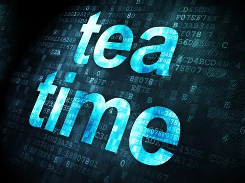 Timeline concept: Tea Time on digital background 스톡 일러스트