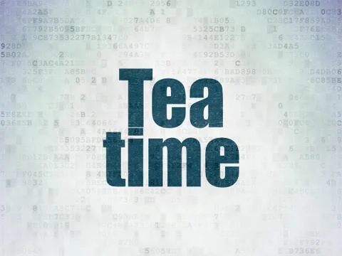 Timeline concept: Tea Time on Digital Data Paper background 스톡 일러스트