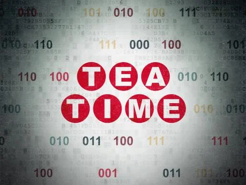 Timeline concept: Tea Time on Digital Data Paper background Stockillustratie