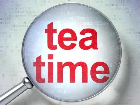 Timeline concept: Tea Time with optical glass 스톡 일러스트