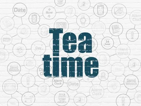 Timeline concept: Tea Time on wall background 스톡 일러스트