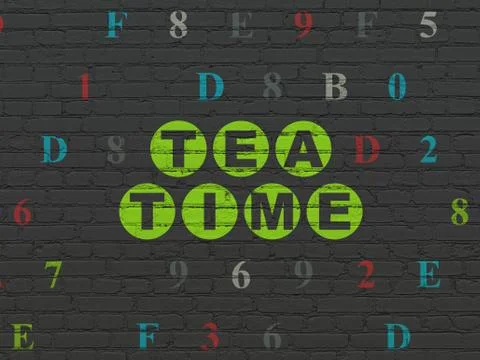 Timeline concept: Tea Time on wall background Illustration