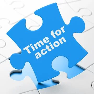 Timeline concept: Time for Action on puzzle background Ilustração Stock