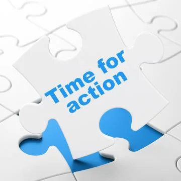 Timeline concept: Time For Action on puzzle background Stock Illustration