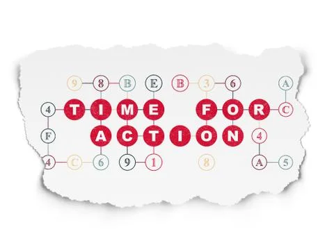 Timeline concept: Time for Action on Torn Paper background Stock Illustration