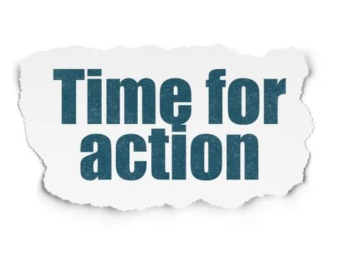 Timeline concept: Time for Action on Torn Paper background Ilustração Stock